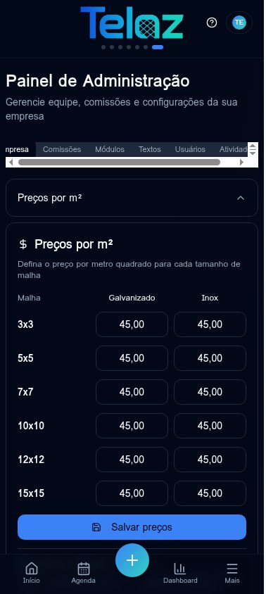 Toda a operação configurada por você